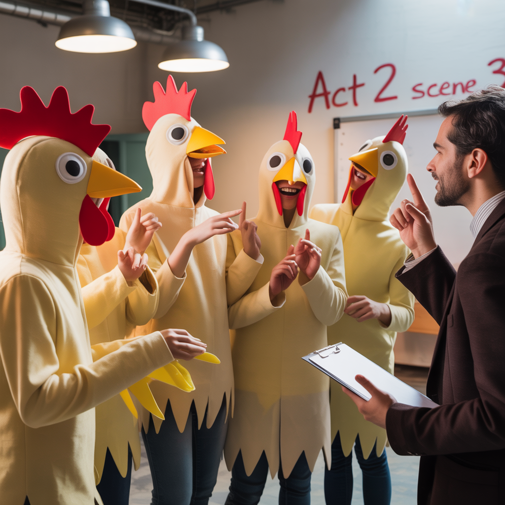 Actors rehearsing for an upcoming event