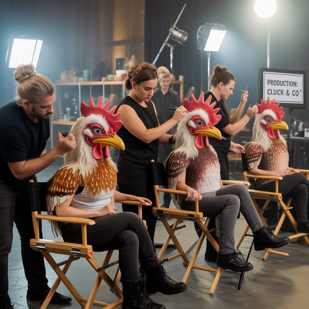Makeup artists preparing actors